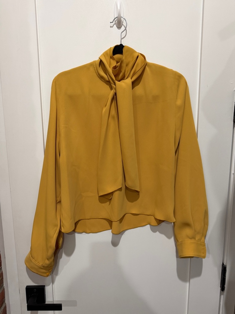 Babaton Mustard Tie-Neck Blouse